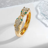 Gold Pave Crystal Panther Head Bracelet